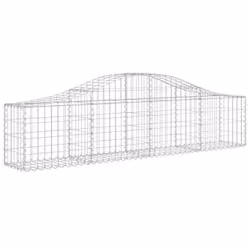 vidaXL Arched Gabion Basket Stone Basket Gabion Retaining Wall Galvanised Iron - 40 pcs, 200 x 30 x 40/60 cm