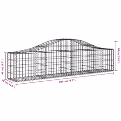 vidaXL Arched Gabion Basket Stone Basket Gabion Retaining Wall Galvanised Iron - 40 pcs, 200 x 30 x 40/60 cm