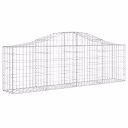 vidaXL Arched Gabion Basket Stone Basket Gabion Retaining Wall Galvanised Iron - 200 x 30 x 60/80 cm/ 3 pcs - Additional view 2