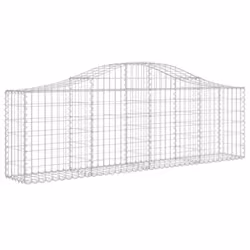 vidaXL Arched Gabion Basket Stone Basket Gabion Retaining Wall Galvanised Iron - 200 x 30 x 60/80 cm/ 4 pcs - Additional view 2
