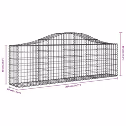 vidaXL Arched Gabion Basket Stone Basket Gabion Retaining Wall Galvanised Iron - 200 x 30 x 60/80 cm/ 4 pcs - Additional view 3