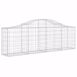 vidaXL Arched Gabion Basket Stone Basket Gabion Retaining Wall Galvanised Iron - 200 x 30 x 60/80 cm/6 pcs - Additional view 2