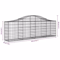 vidaXL Arched Gabion Basket Stone Basket Gabion Retaining Wall Galvanised Iron - 200 x 30 x 60/80 cm/6 pcs - Additional view 3