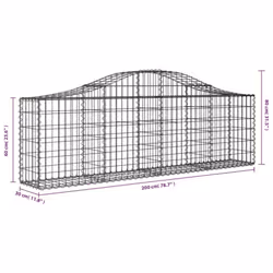 vidaXL Arched Gabion Basket Stone Basket Gabion Retaining Wall Galvanised Iron - 200 x 30 x 60/80 cm/7 pcs - Additional view 3