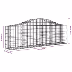 vidaXL Arched Gabion Basket Stone Basket Gabion Retaining Wall Galvanised Iron - 200 x 30 x 60/80 cm/ 8 pcs - Additional view 5