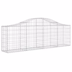 vidaXL Arched Gabion Basket Stone Basket Gabion Retaining Wall Galvanised Iron - 200 x 30 x 60/80 cm/9 pcs - Additional view 2