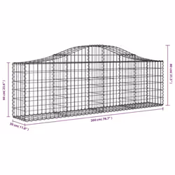 vidaXL Arched Gabion Basket Stone Basket Gabion Retaining Wall Galvanised Iron - 200 x 30 x 60/80 cm/11 pcs - Additional view 3