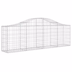 vidaXL Arched Gabion Basket Stone Basket Gabion Retaining Wall Galvanised Iron - 12 pcs, 200 x 30 x 60/80 cm - Additional view 2