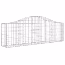 vidaXL Arched Gabion Basket Stone Basket Gabion Retaining Wall Galvanised Iron - 200 x 30 x 60/80 cm/ 13 pcs - Additional view 2