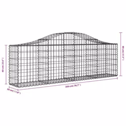 vidaXL Arched Gabion Basket Stone Basket Gabion Retaining Wall Galvanised Iron - 200 x 30 x 60/80 cm/ 13 pcs - Additional view 3