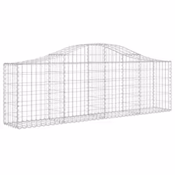 vidaXL Arched Gabion Basket Stone Basket Gabion Retaining Wall Galvanised Iron - 200 x 30 x 60/80 cm/ 15 pcs - Additional view 2