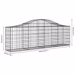 vidaXL Arched Gabion Basket Stone Basket Gabion Retaining Wall Galvanised Iron - 200 x 30 x 60/80 cm/ 20 pcs - Additional view 3