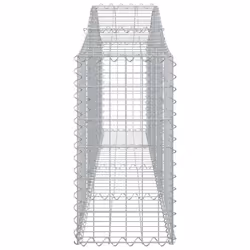 vidaXL Arched Gabion Basket Stone Basket Gabion Retaining Wall Galvanised Iron - 200 x 30 x 60/80 cm/ 20 pcs - Additional view 4
