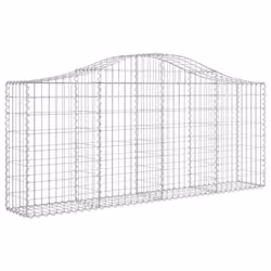 vidaXL Arched Gabion Basket Stone Basket Gabion Retaining Wall Galvanised Iron - 200 x 30 x 80/100 cm/ 2 pcs - Additional view 2