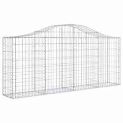 vidaXL Arched Gabion Basket Stone Basket Gabion Retaining Wall Galvanised Iron - 200 x 30 x 80/100 cm/ 5 pcs