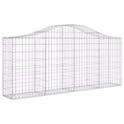 vidaXL Arched Gabion Basket Stone Basket Gabion Retaining Wall Galvanised Iron - 200 x 30 x 80/100 cm/ 6 pcs - Additional view 2