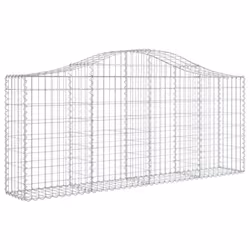 vidaXL Arched Gabion Basket Stone Basket Gabion Retaining Wall Galvanised Iron - 200 x 30 x 80/100 cm/ 9 pcs - Additional view 2