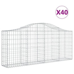 vidaXL Arched Gabion Basket Stone Basket Gabion Retaining Wall Galvanised Iron - 200 x 30 x 80/100 cm/ 40 pcs