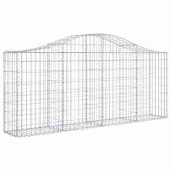 vidaXL Arched Gabion Basket Stone Basket Gabion Retaining Wall Galvanised Iron - 200 x 30 x 80/100 cm/ 40 pcs