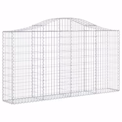 vidaXL Arched Gabion Basket Stone Basket Gabion Retaining Wall Galvanised Iron - 200 x 30 x 100/120 cm/ 4 pcs - Additional view 2