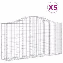 vidaXL Arched Gabion Basket Stone Basket Gabion Retaining Wall Galvanised Iron - 200 x 30 x 100/120 cm/ 5 pcs