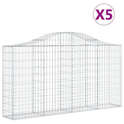 vidaXL Arched Gabion Basket Stone Basket Gabion Retaining Wall Galvanised Iron - 200 x 30 x 100/120 cm/ 5 pcs