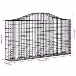 vidaXL Arched Gabion Basket Stone Basket Gabion Retaining Wall Galvanised Iron - 200 x 30 x 100/120 cm/ 5 pcs