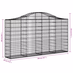 vidaXL Arched Gabion Basket Stone Basket Gabion Retaining Wall Galvanised Iron - 200 x 30 x 100/120 cm/12 pcs - Additional view 5