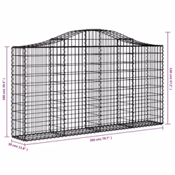 vidaXL Arched Gabion Basket Stone Basket Gabion Retaining Wall Galvanised Iron - 200 x 30 x 100/120 cm/18 pcs - Additional view 3