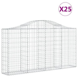 vidaXL Arched Gabion Basket Stone Basket Gabion Retaining Wall Galvanised Iron - 200 x 30 x 100/120 cm/25 pcs