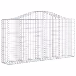 vidaXL Arched Gabion Basket Stone Basket Gabion Retaining Wall Galvanised Iron - 200 x 30 x 100/120 cm/25 pcs