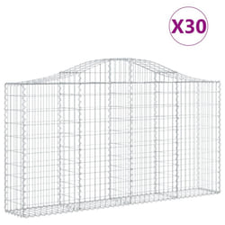 vidaXL Arched Gabion Basket Stone Basket Gabion Retaining Wall Galvanised Iron - 30 pcs, 200 x 30 x 100/120 cm