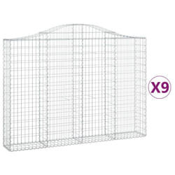 vidaXL Arched Gabion Basket Stone Basket Gabion Retaining Wall Galvanised Iron - 200 x 30 x 140/160 cm/ 9 pcs