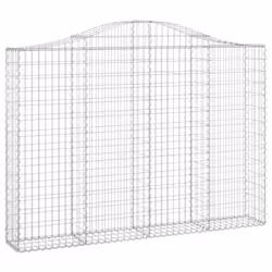 vidaXL Arched Gabion Basket Stone Basket Gabion Retaining Wall Galvanised Iron - 200 x 30 x 140/160 cm/ 9 pcs