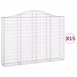 vidaXL Arched Gabion Basket Stone Basket Gabion Retaining Wall Galvanised Iron - 200 x 30 x 140/160 cm/ 15 pcs