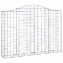 vidaXL Arched Gabion Basket Stone Basket Gabion Retaining Wall Galvanised Iron - 200 x 30 x 140/160 cm/ 15 pcs