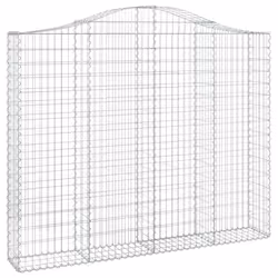 vidaXL Arched Gabion Basket Stone Basket Gabion Retaining Wall Galvanised Iron - 200 x 30 x 160/180 cm/ 4 pcs - Additional view 2