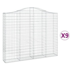 vidaXL Arched Gabion Basket Stone Basket Gabion Retaining Wall Galvanised Iron - 200 x 30 x 160/180 cm/ 9 pcs