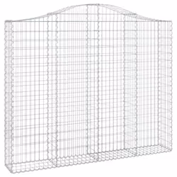 vidaXL Arched Gabion Basket Stone Basket Gabion Retaining Wall Galvanised Iron - 200 x 30 x 160/180 cm/ 9 pcs