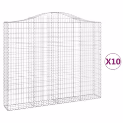 vidaXL Arched Gabion Basket Stone Basket Gabion Retaining Wall Galvanised Iron - 10 pcs, 200 x 30 x 160/180 cm