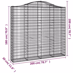 vidaXL Arched Gabion Basket Stone Basket Gabion Retaining Wall Galvanised Iron - 200 x 30 x 180/200 cm/ 6 pcs - Additional view 3