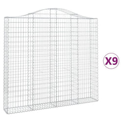 vidaXL Arched Gabion Basket Stone Basket Gabion Retaining Wall Galvanised Iron - 200 x 30 x 180/200 cm/ 9 pcs