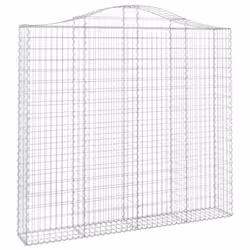vidaXL Arched Gabion Basket Stone Basket Gabion Retaining Wall Galvanised Iron - 200 x 30 x 180/200 cm/ 14 pcs