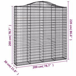 vidaXL Arched Gabion Basket Stone Basket Gabion Retaining Wall Galvanised Iron - 200 x 30 x 200/220 cm/ 2 pcs - Additional view 3