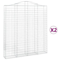 vidaXL Arched Gabion Basket Stone Basket Gabion Retaining Wall Galvanised Iron - 200 x 30 x 220/240 cm/ 2 pcs
