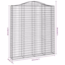 vidaXL Arched Gabion Basket Stone Basket Gabion Retaining Wall Galvanised Iron - 200 x 30 x 220/240 cm/ 2 pcs