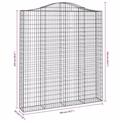 vidaXL Arched Gabion Basket Stone Basket Gabion Retaining Wall Galvanised Iron - 200 x 30 x 220/240 cm/ 3 pcs - Additional view 3