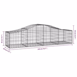 vidaXL Arched Gabion Basket Stone Basket Gabion Retaining Wall Galvanised Iron - 200 x 50 x 40/60 cm/ 3 pcs - Additional view 3