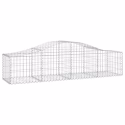 vidaXL Arched Gabion Basket Stone Basket Gabion Retaining Wall Galvanised Iron - 200 x 50 x 40/60 cm/ 4 pcs - Additional view 2