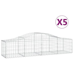 vidaXL Arched Gabion Basket Stone Basket Gabion Retaining Wall Galvanised Iron - 200 x 50 x 40/60 cm/ 5 pcs